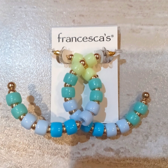Francesca's Collections Jewelry - NWT Francesca's Beautiful Beaded Multi-Colored Hoops